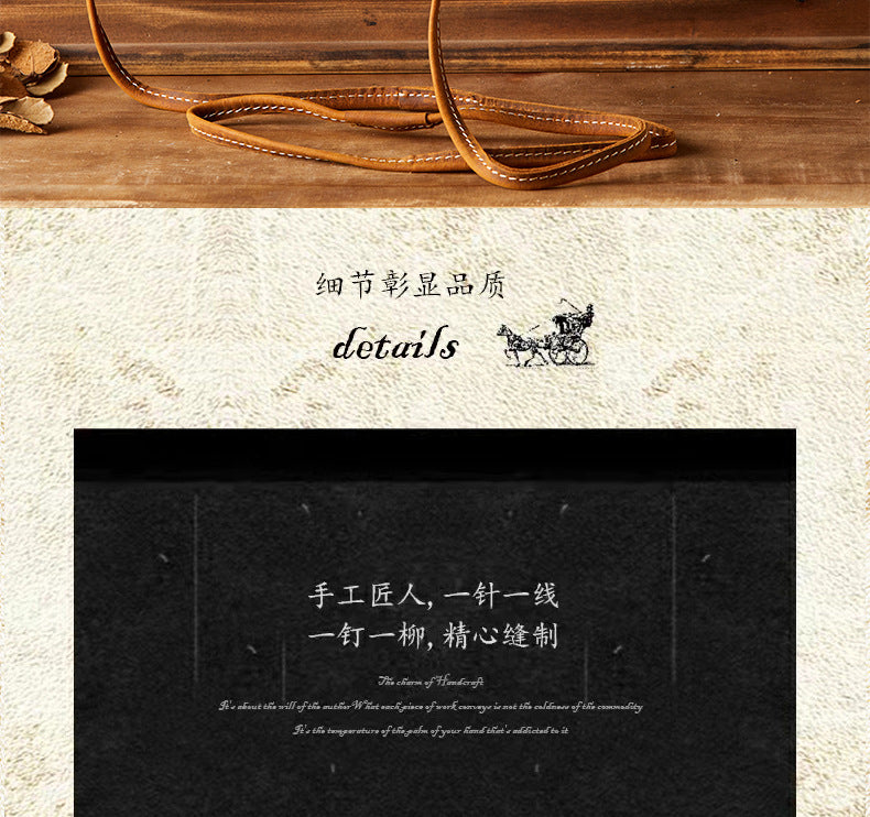 Men's Shoulder Bag Handcrafted Genuine Cowhide Leather Smartphone Pouch Retro Casual Crossbody Bag for Men