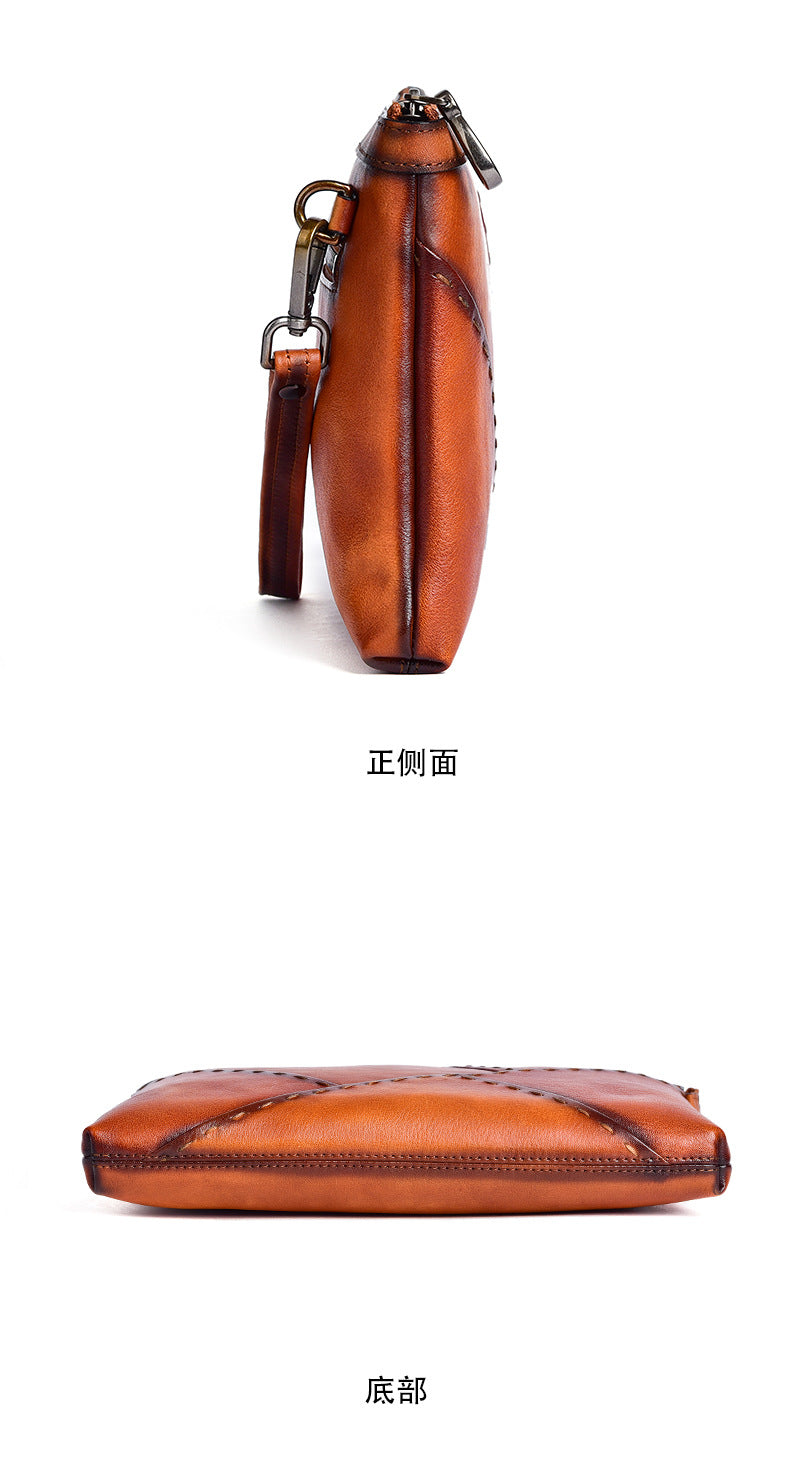 Men's Clutch Bag Genuine Cowhide Leather Retro Casual Men's Handbag