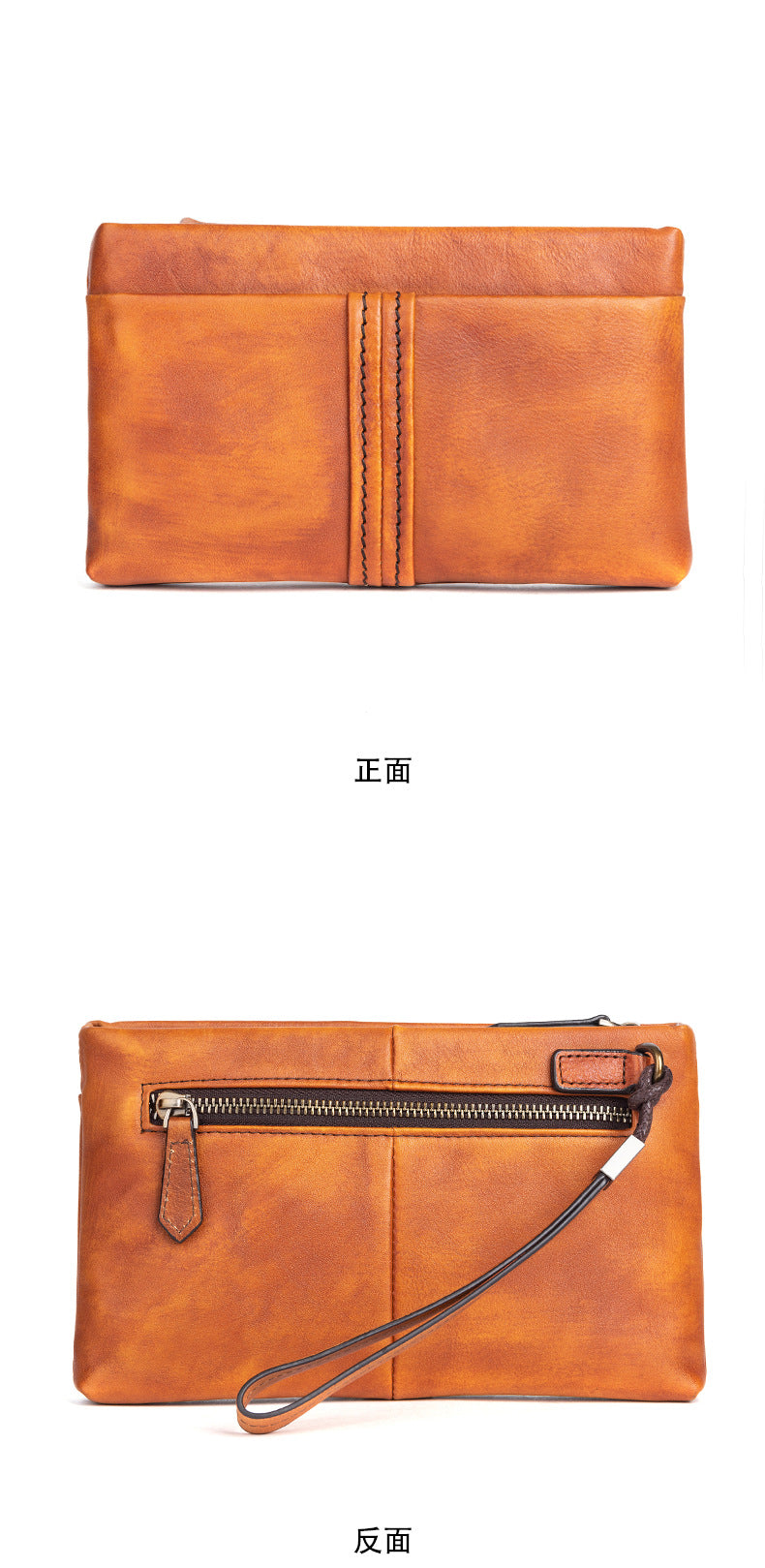 Men's Clutch Bag Genuine Cowhide Leather Retro Casual Men Bag