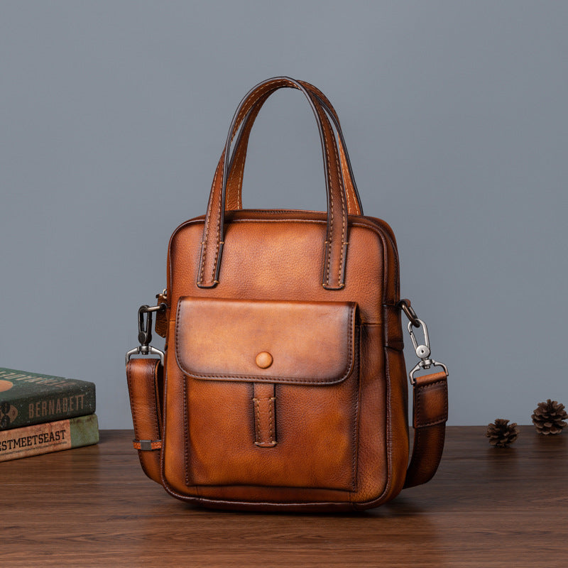 Men's Crossbody Bag Genuine Cowhide Leather Retro Casual Men's Handbag