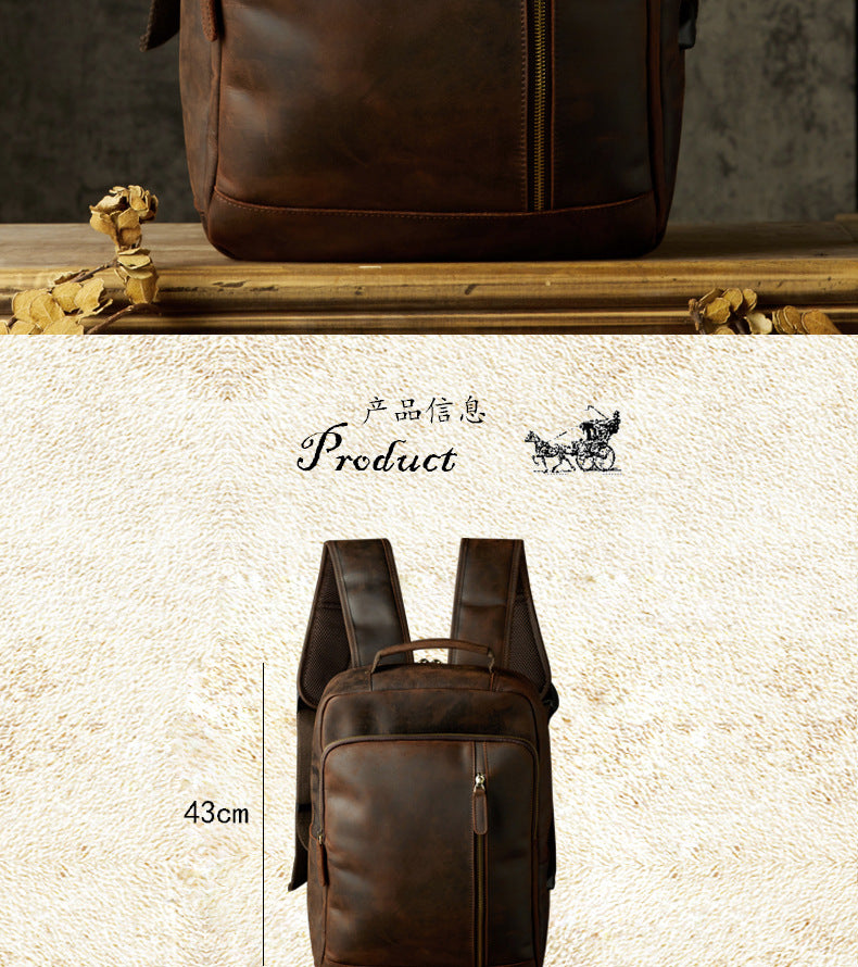 Men's backpack handmade cowhide travel bag retro large capacity computer bag