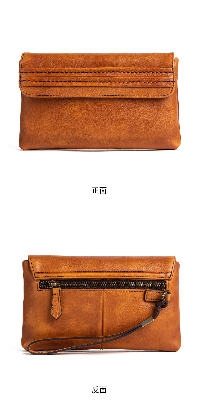 Men's Clutch Bag Genuine Cowhide Leather Retro Casual Men's Handbag