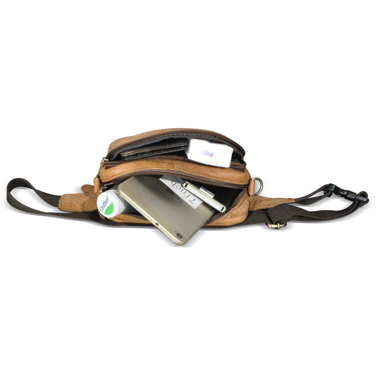 Men's Waist Pouch Cowhide Genuine Leather Simple Fashion Retro Outdoor Men's Bust Bag Shoulder Bag