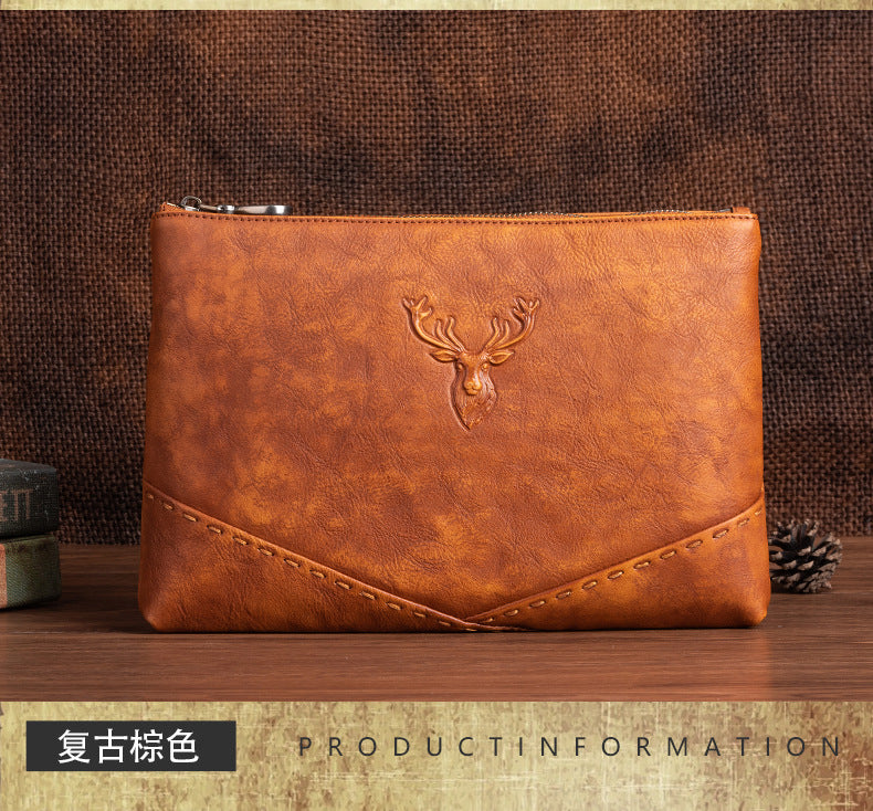 Men's Clutch Bag Genuine Cowhide Leather Casual Men's Handbag