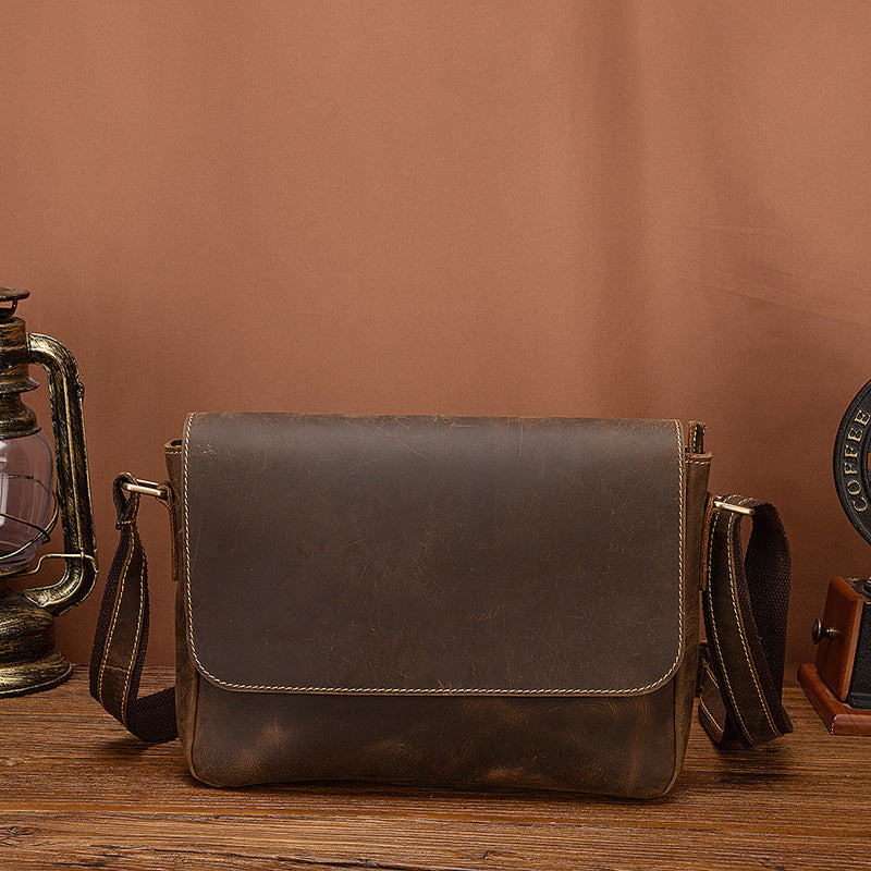 Men's shoulder bag Genuine cowhide leather retro crossbody bag for men