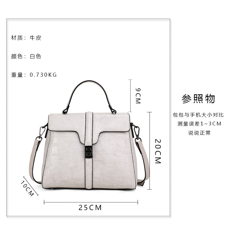 Genuine leather women's bag Crocodile pattern handbag Fashion large capacity shoulder bag Retro Handbag that goes with anything. Bag