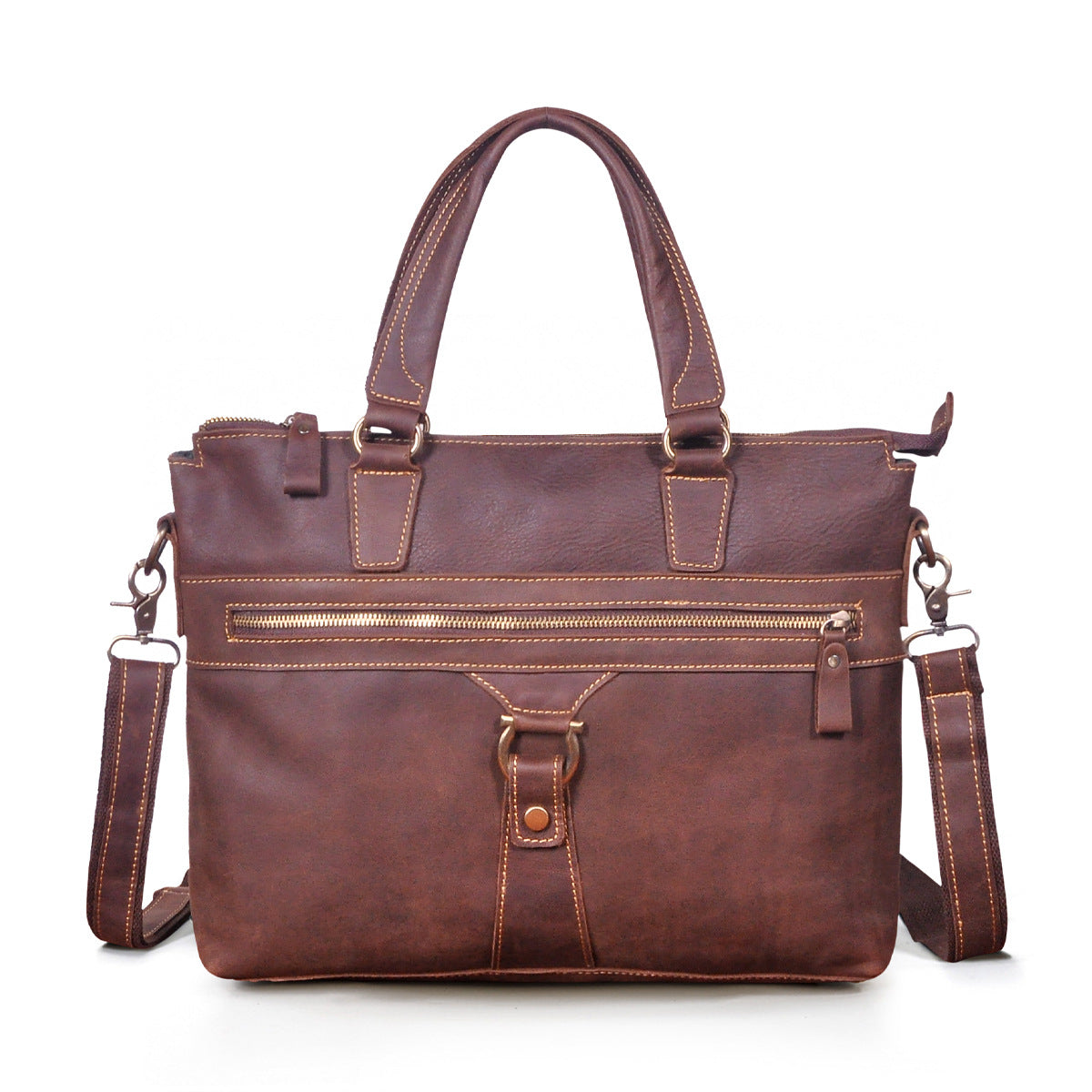 Men's Briefcase Crossbody Bag Cowhide Genuine Leather Retro Men's Shoulder Bag Handbag