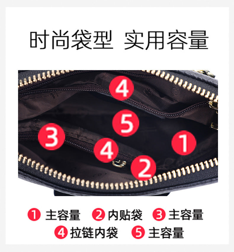 Genuine leather women's bag handbag fashion knurled clutch bag that goes with anything Temperament shoulder bag. Pochette