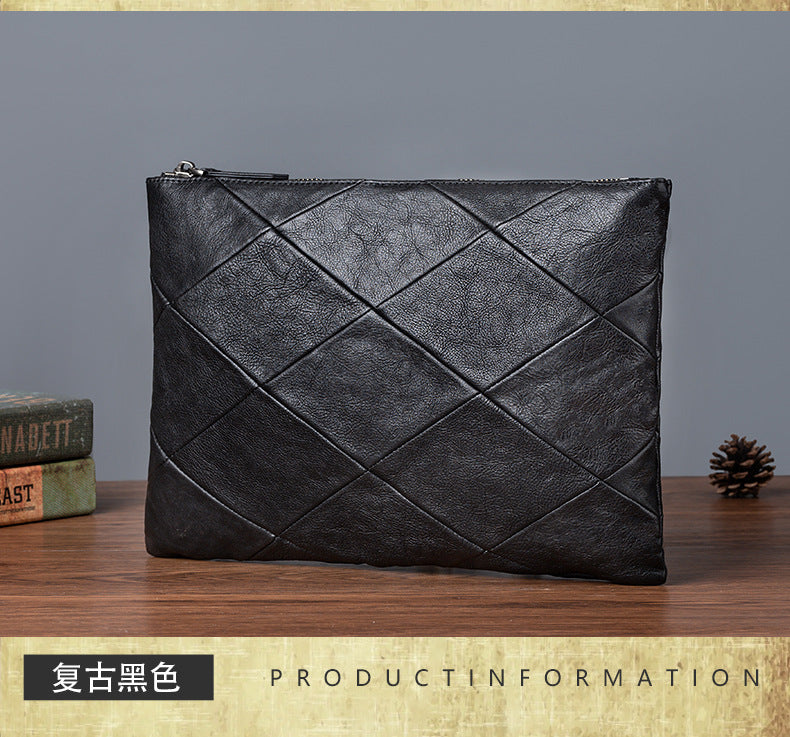 Men's Clutch Bag Cowhide Genuine Leather Casual Retro Male Handbag