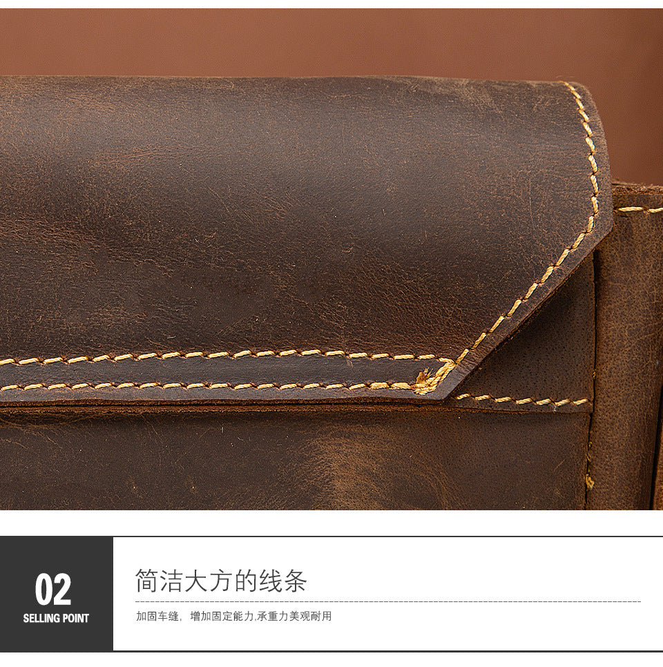 Men's shoulder bag Genuine cowhide leather retro crossbody bag for men