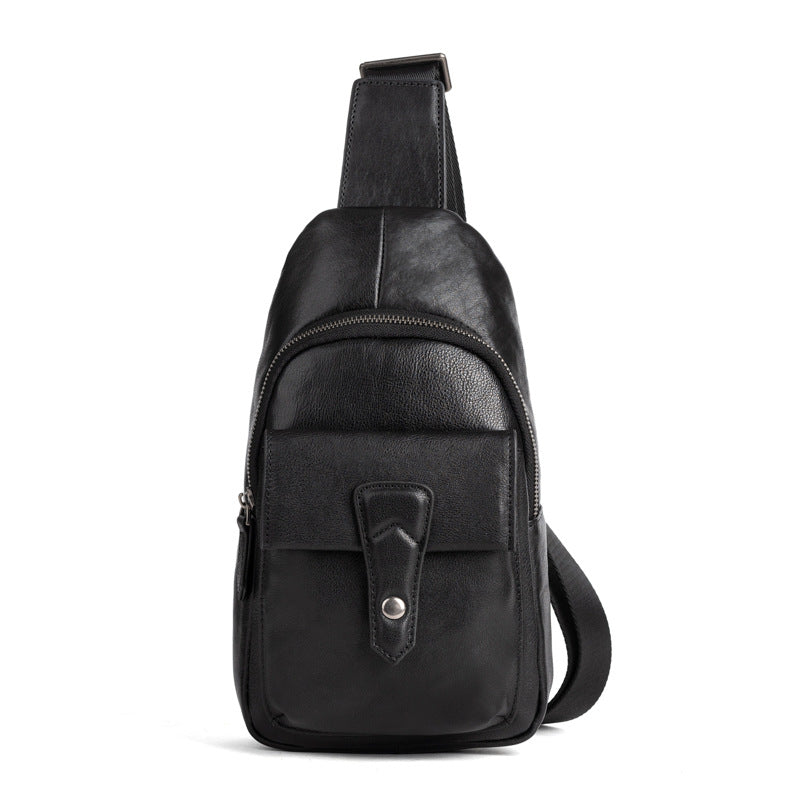 Men's bust bag Genuine cowhide leather retro casual crossbody bag for men