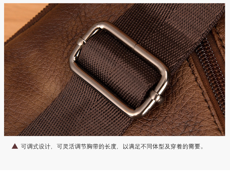 Men's bust bag Genuine cowhide leather retro outdoor versatile crossbody bag for men
