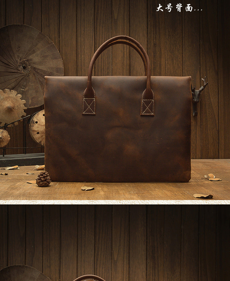 Men's handbag handbag handmade Korean fashion genuine cowhide leather casual business briefcase thin computer bag