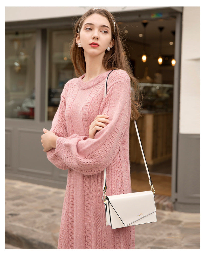 Genuine leather bag ladies bag mini square bag crossbody bag simple elegant shoulder bag. pochette