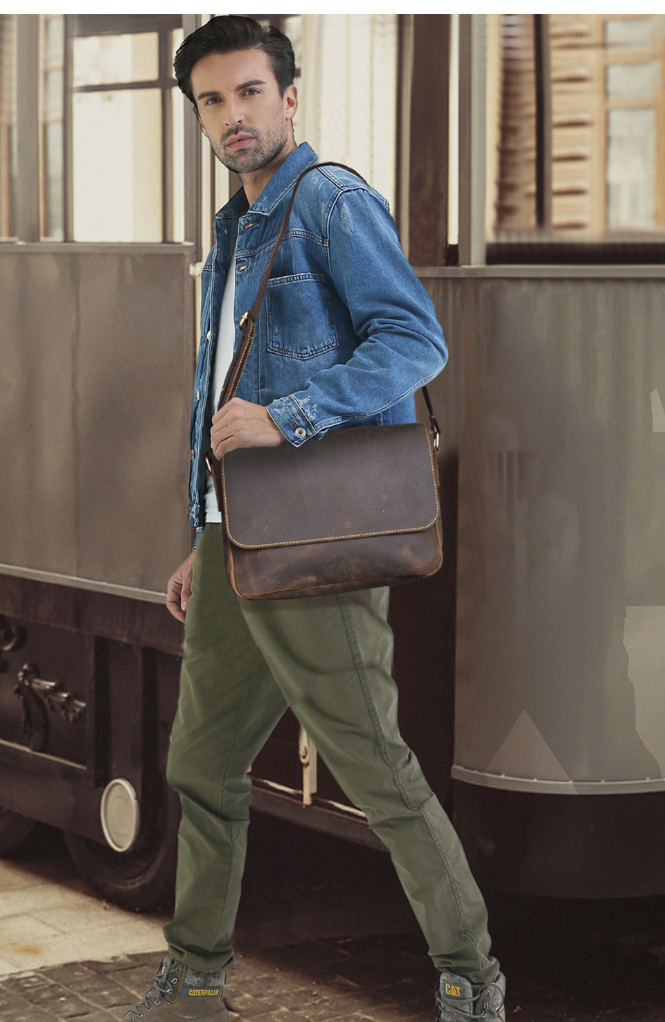 Men's shoulder bag Genuine cowhide leather retro crossbody bag for men