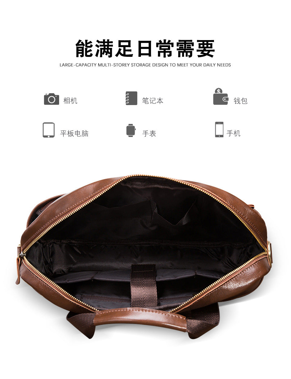 Men's Handbag Briefcase Cowhide Genuine Leather Retro Business Computer Bag for Men
