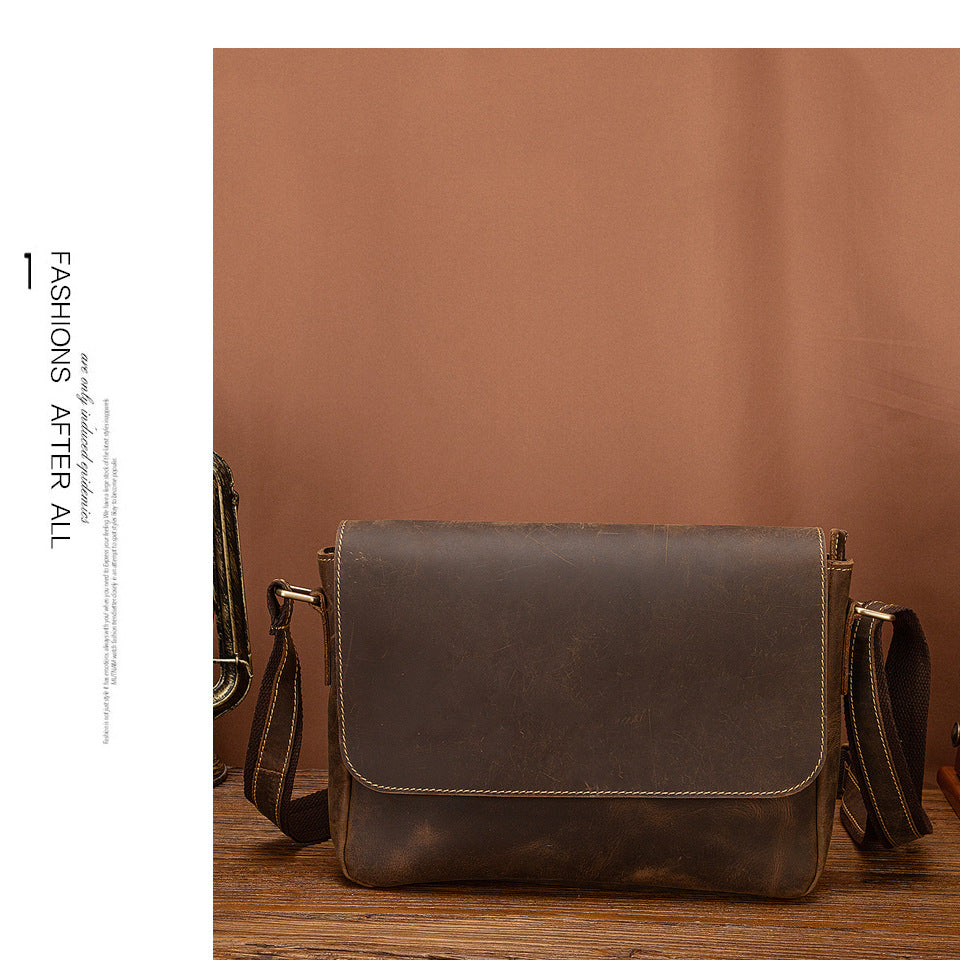Men's shoulder bag Genuine cowhide leather retro crossbody bag for men