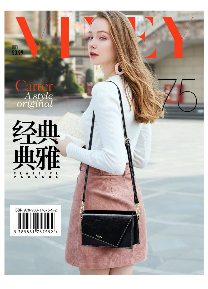 Genuine leather bag ladies bag mini square bag crossbody bag simple elegant shoulder bag. pochette