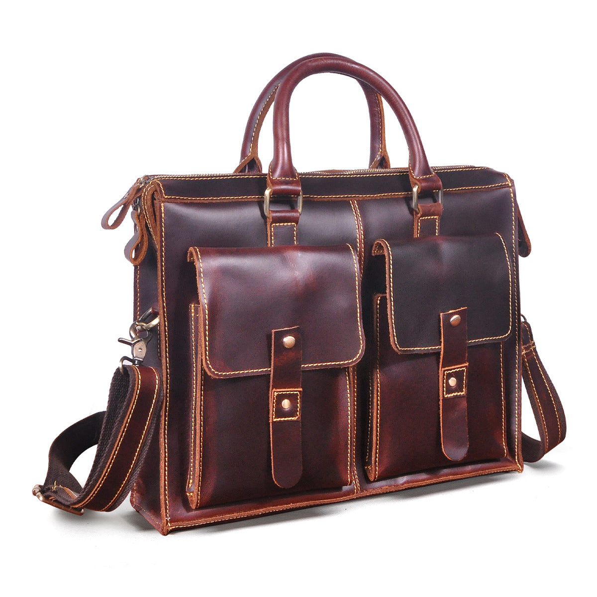 Men's Handbag Briefcase Cowhide Genuine Leather Retro Business Men Computer Bag