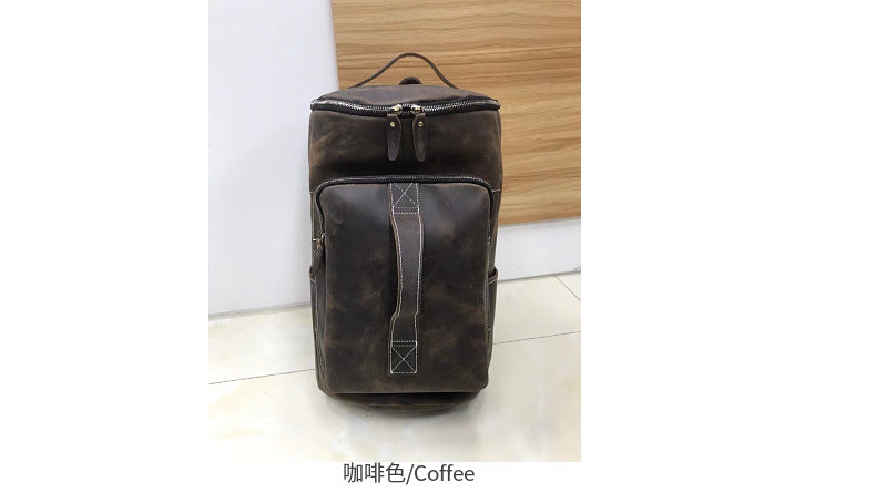 Men's backpack cowhide genuine leather Crazy Horse casual business large capacity fashion travel bag