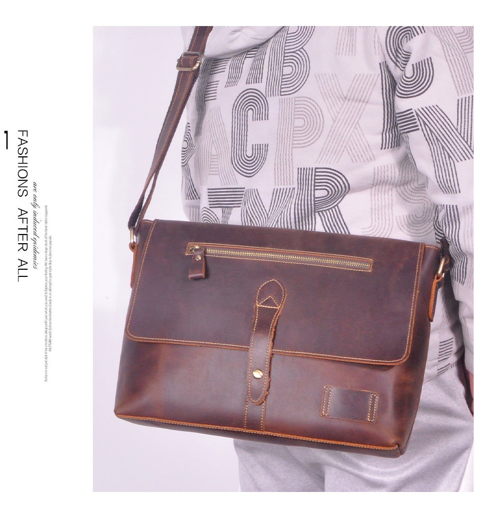 Men's Crossbody Bag Cowhide Genuine Leather Retro Men's Shoulder Bag