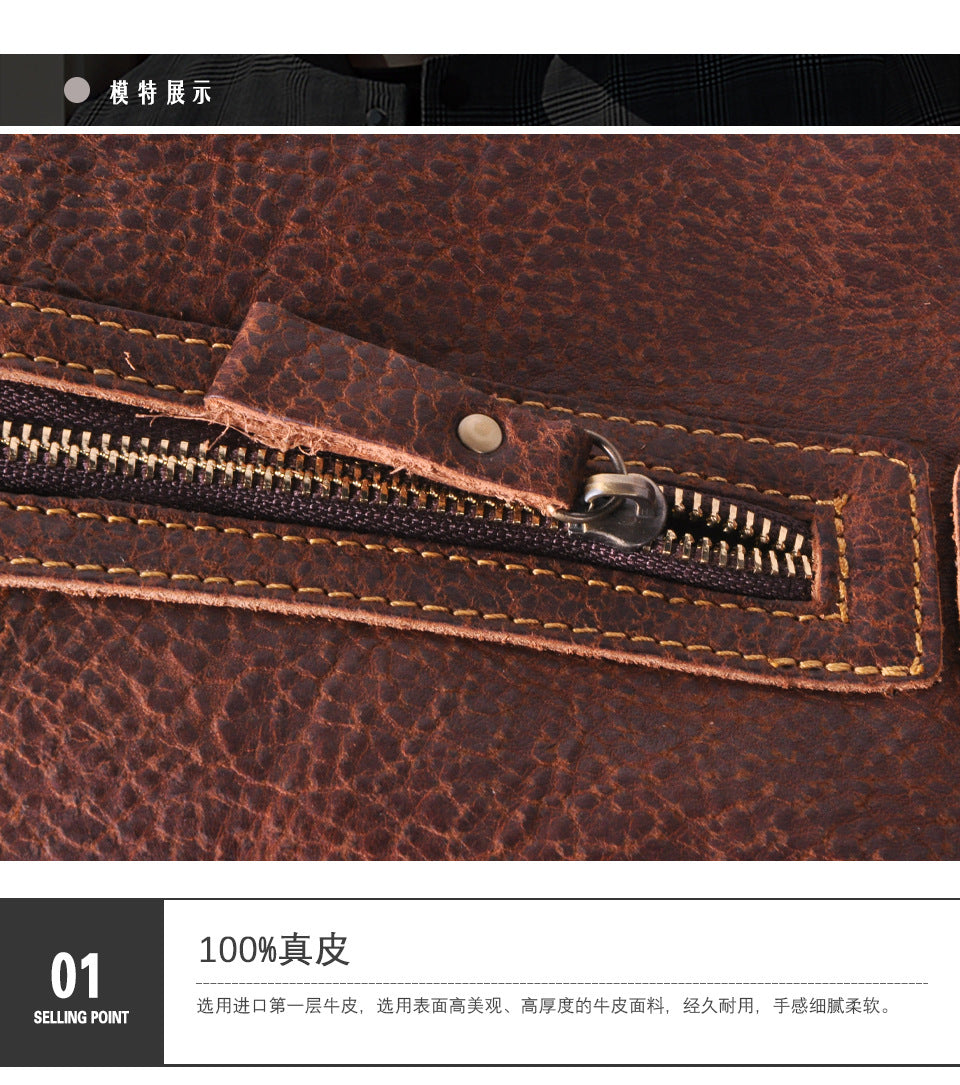 Men's Briefcase Crossbody Bag Cowhide Genuine Leather Retro Shoulder Bag Computer Bag