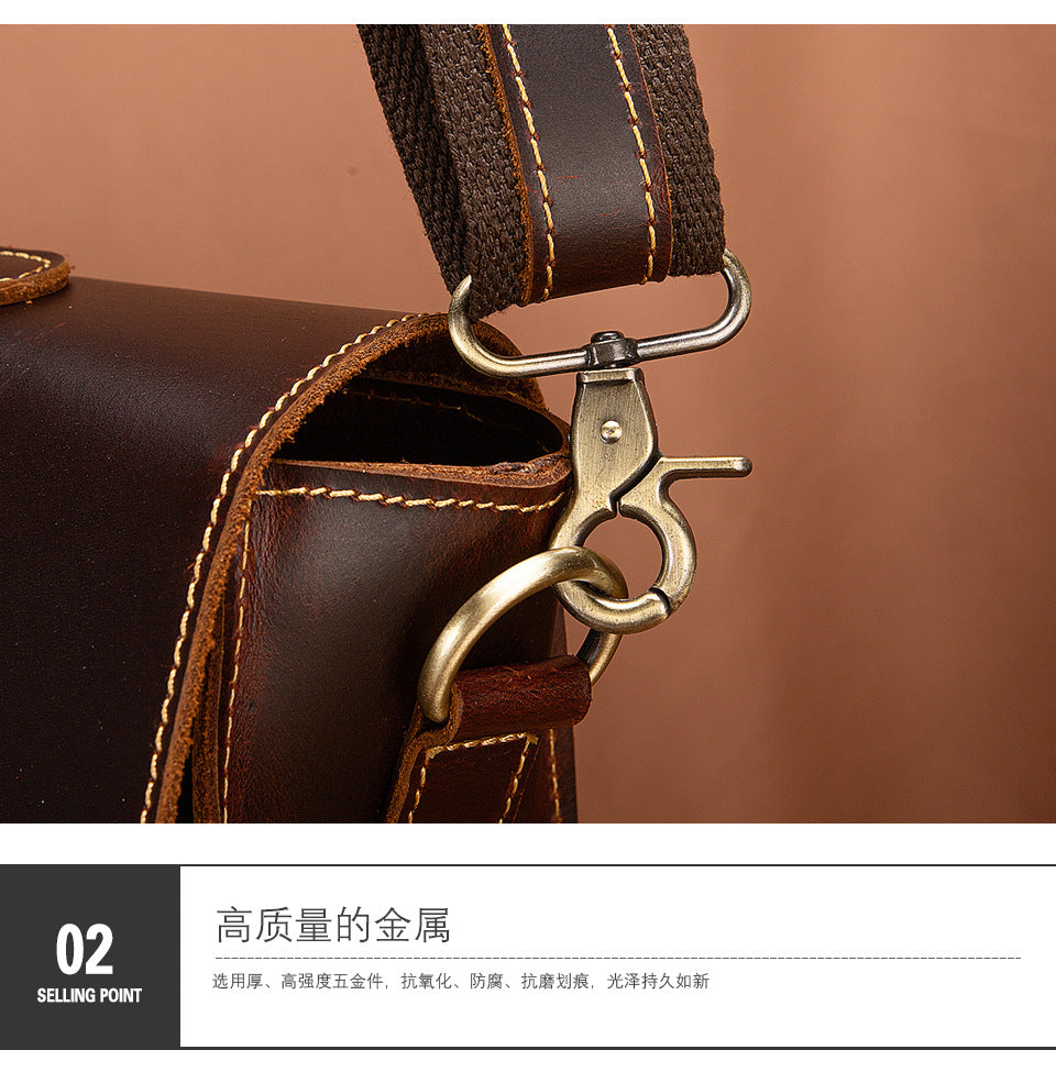 Men's Briefcase Handbag Cowhide Genuine Leather Retro Business Computer Bag for Men