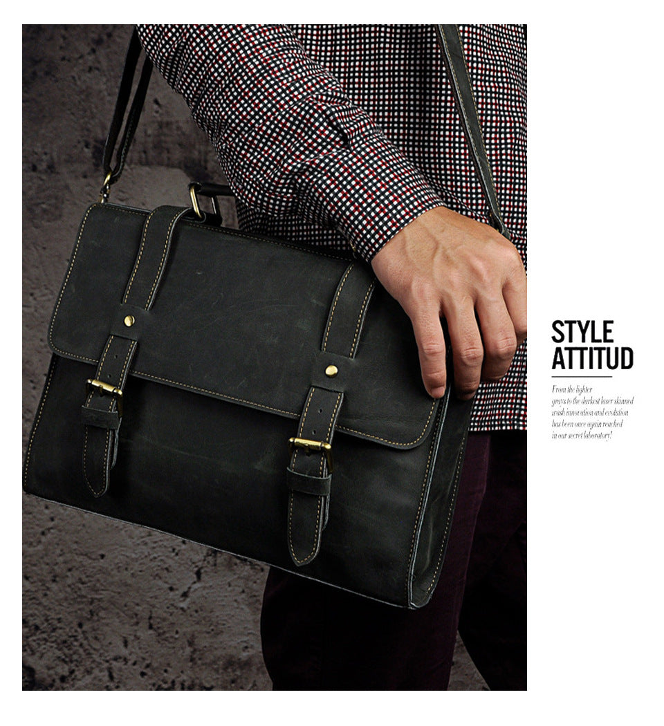 Men's handbag genuine cowhide leather business briefcase men's computer bag