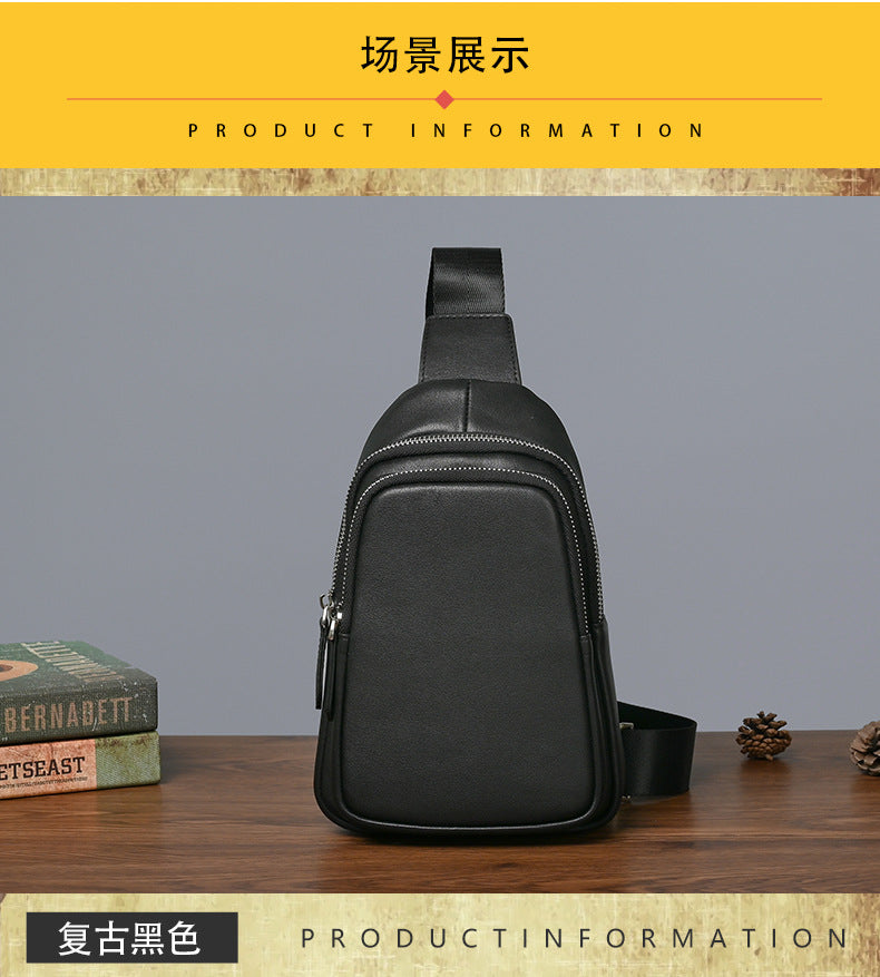 Men's bust bag Genuine cowhide leather retro casual men's crossbody bag smartphone pouch
