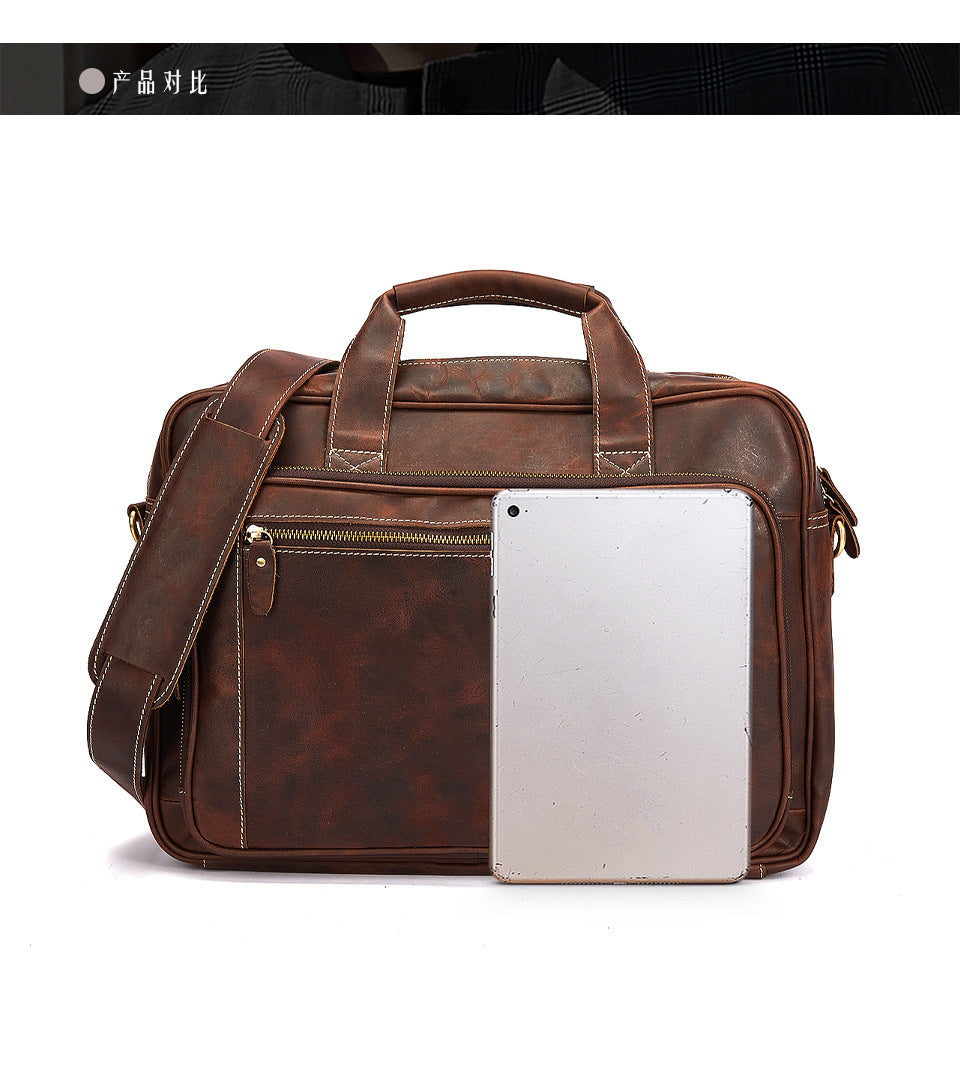 Men's Handbag Briefcase Cowhide Genuine Leather Retro Business Men Computer Bag