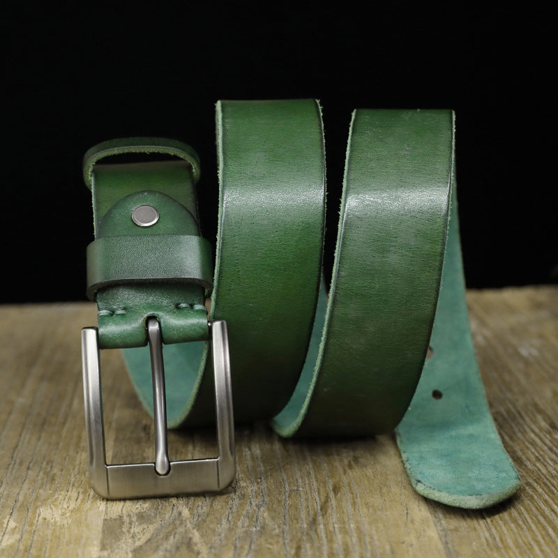 Men's belt handmade original cowhide genuine leather needle buckle simple casual vintage men's belt
