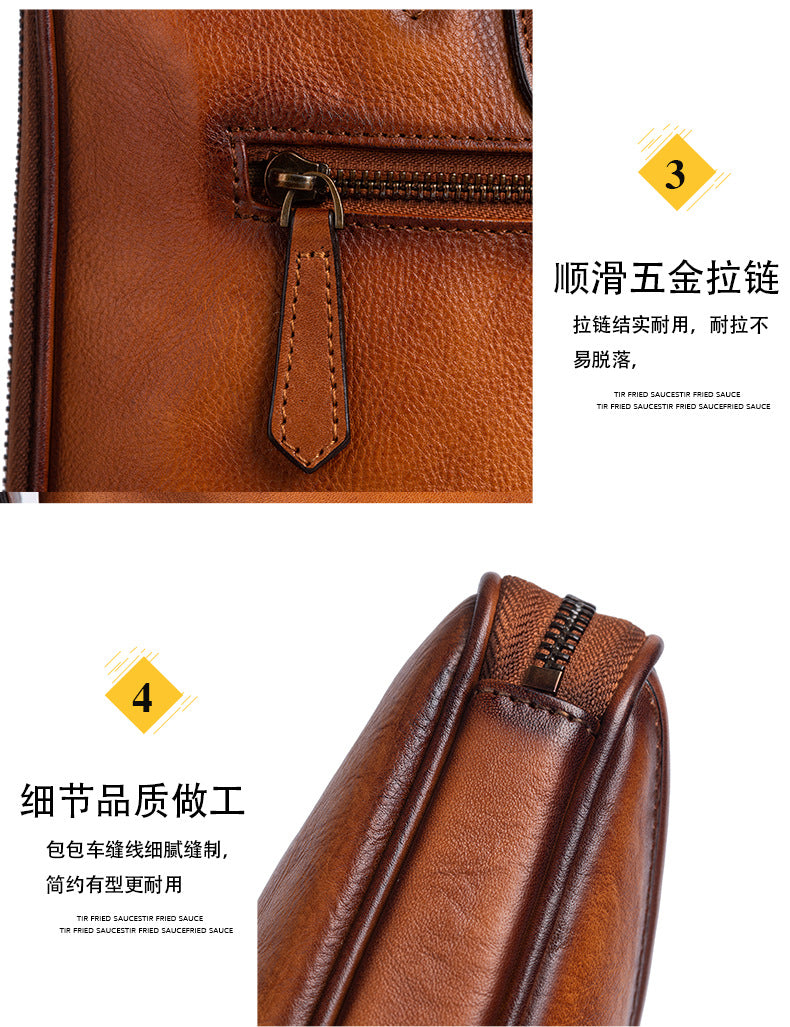 Men's Briefcase Genuine Leather Cowhide Retro Casual Men Handbag