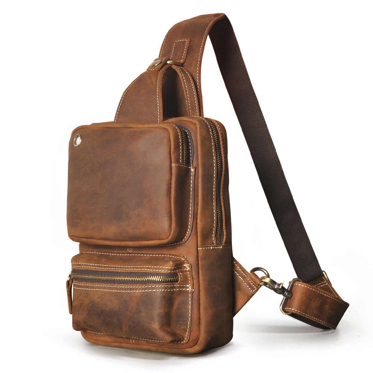 Men's bust bag Genuine cowhide leather outdoor multipurpose crossbody bag for men