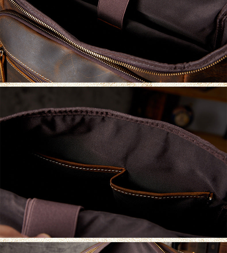 Men's backpack, handmade, genuine cowhide leather, retro outdoor men's travel bag, computer bag