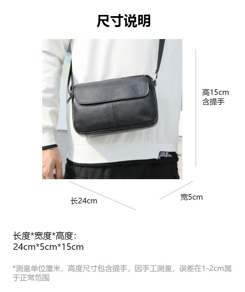 Men's Shoulder Bag Genuine Cowhide Leather Retro Casual Men's Crossbody Bag Messenger Bag