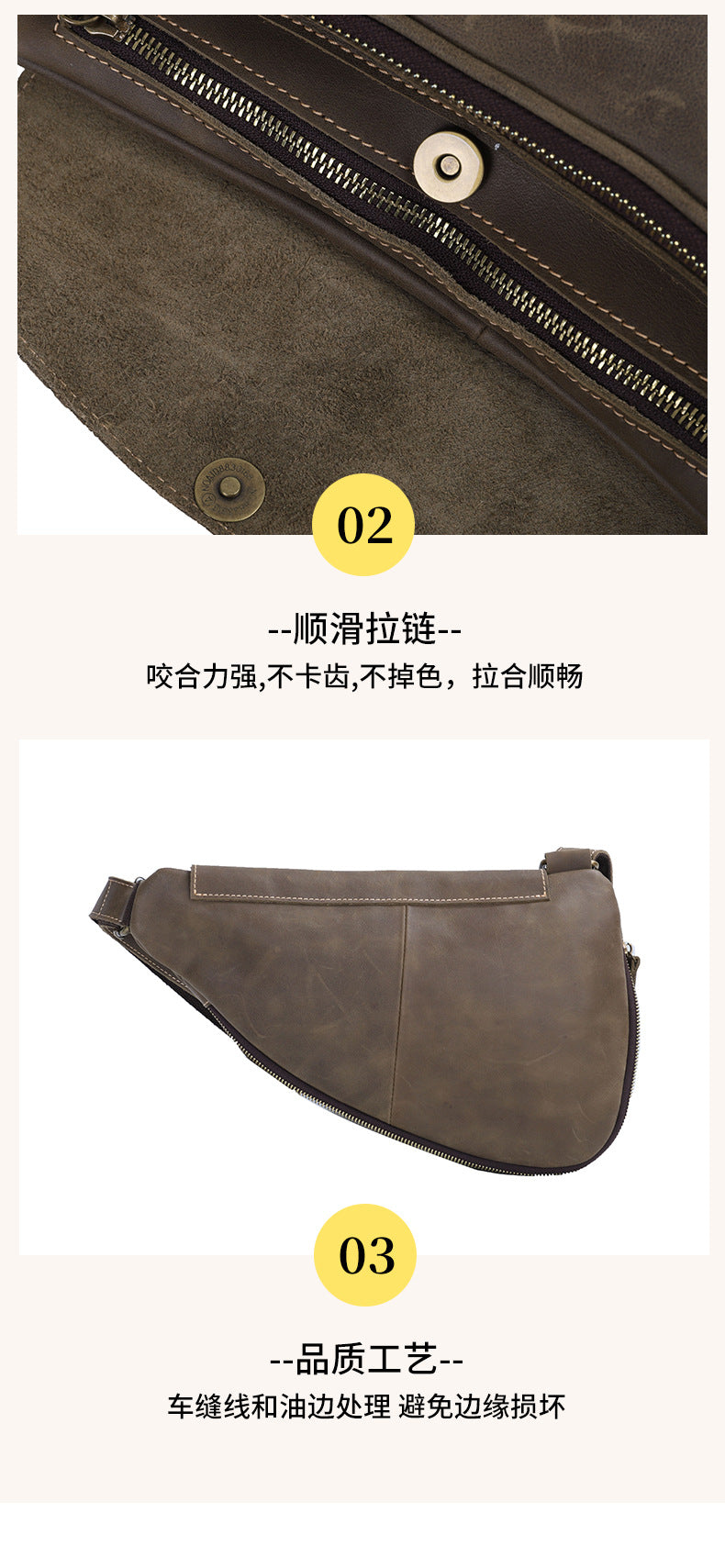 Men's Bust Bag Genuine Cowhide Leather Multifunctional Fashion Waist Pouch Casual Large Capacity Crossbody Bag for Men