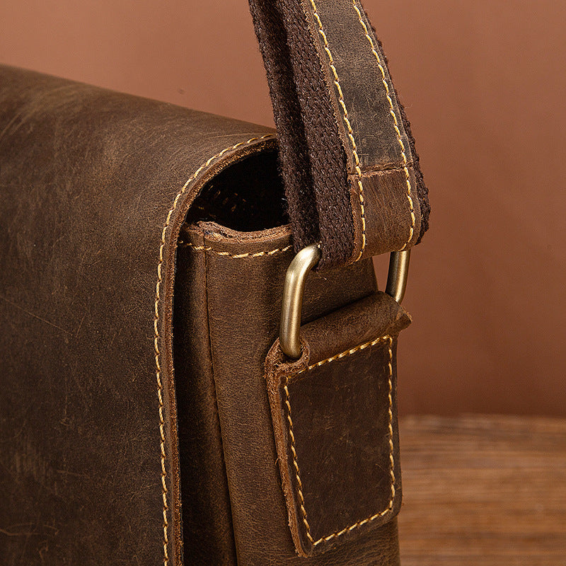 Men's shoulder bag Genuine cowhide leather retro crossbody bag for men