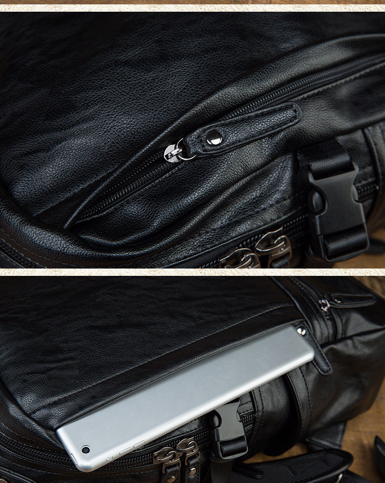Men's rucksack cowhide genuine leather original handmade Korean fashion personality USB charging bag for men