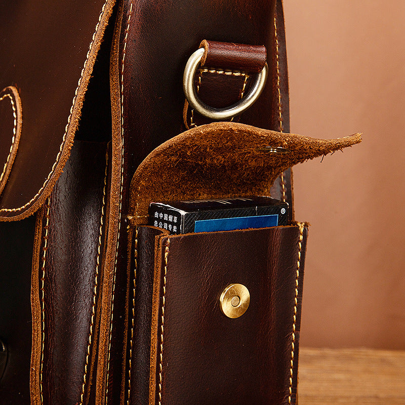 Men's Briefcase Handbag Cowhide Genuine Leather Retro Business Computer Bag for Men