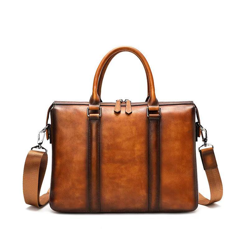 Men's Handbag Genuine Cowhide Leather Retro Men's Briefcase