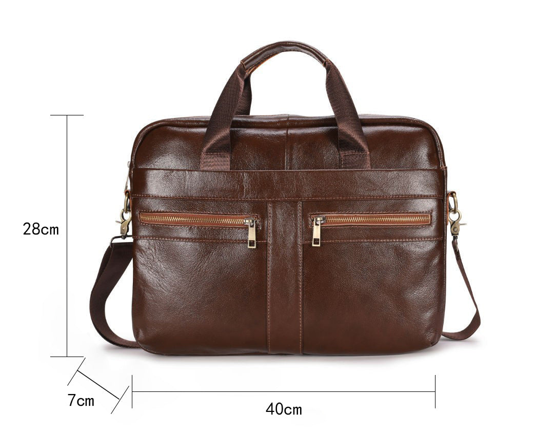 Men's Briefcase Handbag Genuine Cowhide Leather Business Fashion Men's Crossbody Bag Shoulder Bag