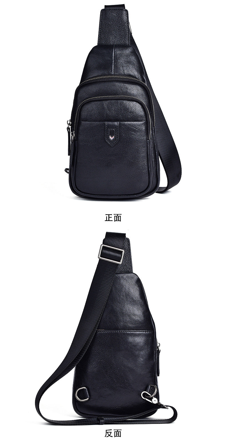 Men's bust bag Genuine cowhide leather casual retro crossbody bag for men