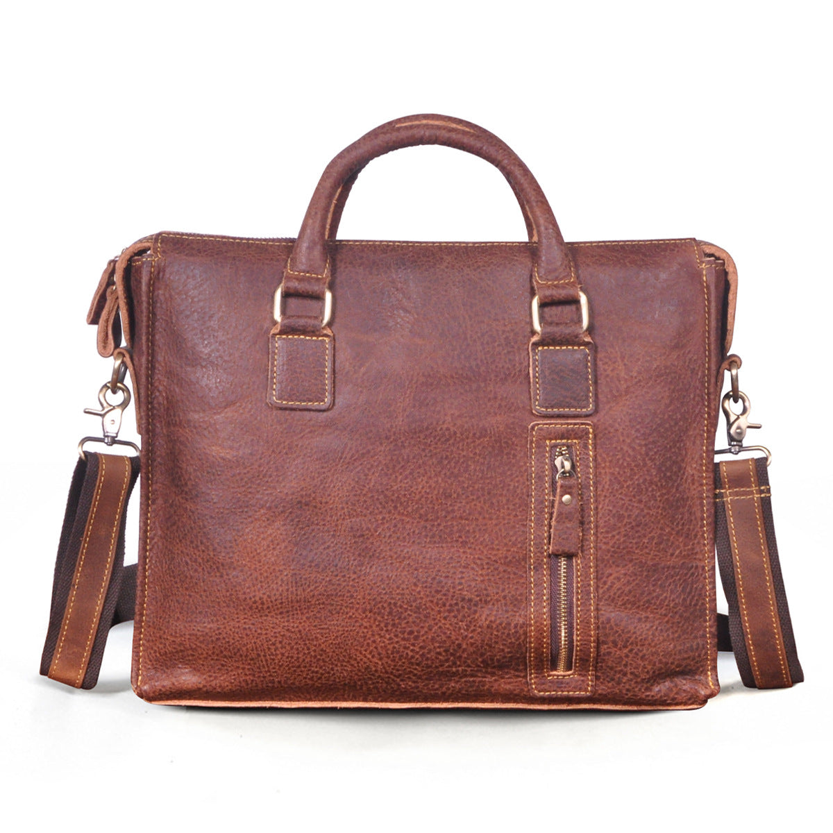 Men's Briefcase Crossbody Bag Cowhide Genuine Leather Retro Shoulder Bag Computer Bag