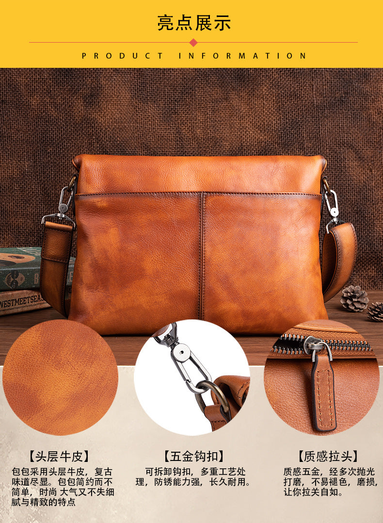 Men's shoulder bag Genuine cowhide leather business crossbody bag for men
