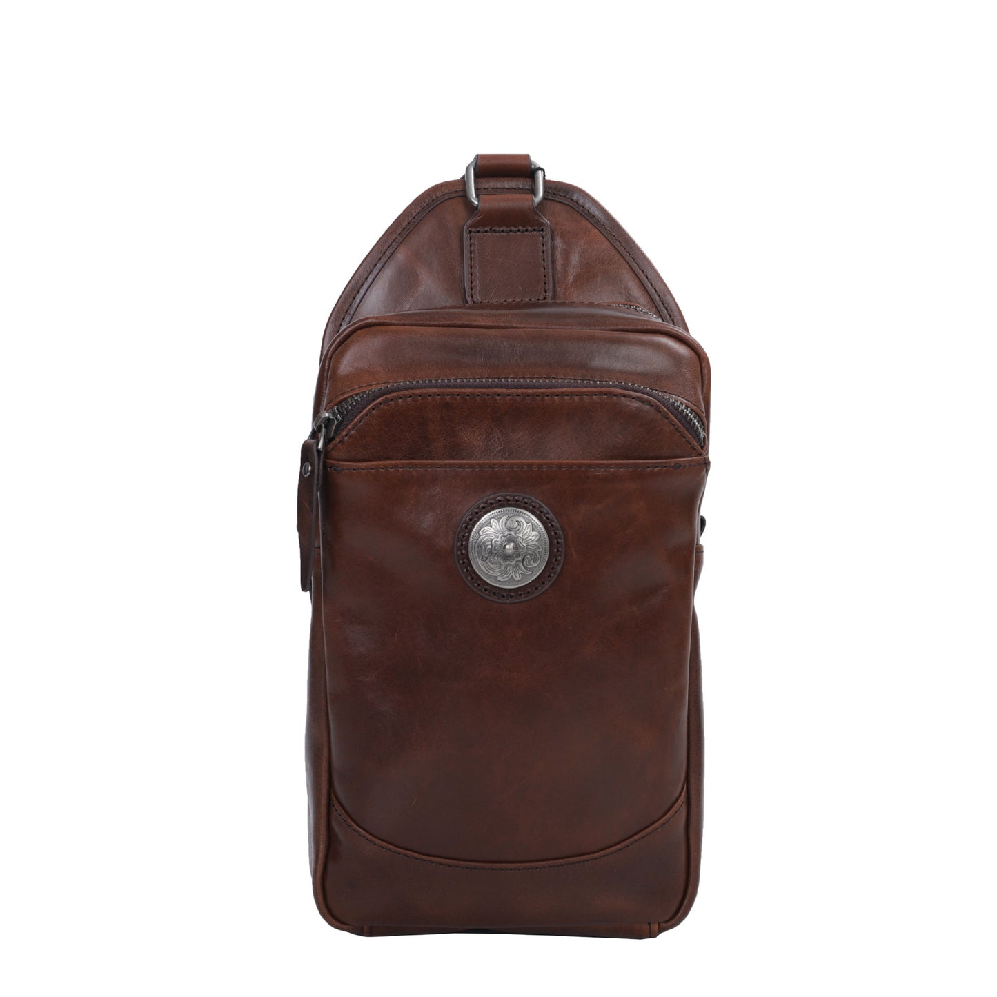 Men's Bust Bag Genuine Cowhide Leather Crazy Horse Retro Casual Shoulder Bag Men's Crossbody Bag
