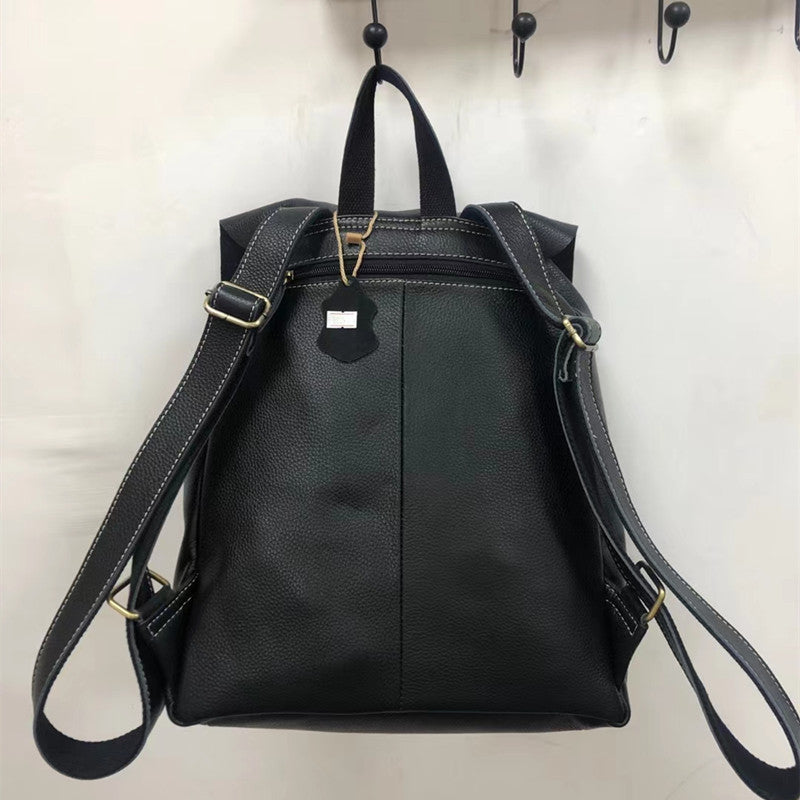 Men's backpack cowhide genuine leather Korean fashion casual large capacity travel bag for men