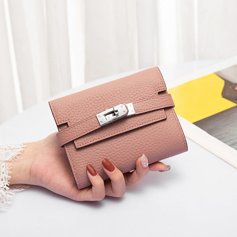 Coin Purse Women's Kelly Bag Cowhide Bifold Wallet Large Capacity Genuine Leather Wallet Fashion Women's Wallet