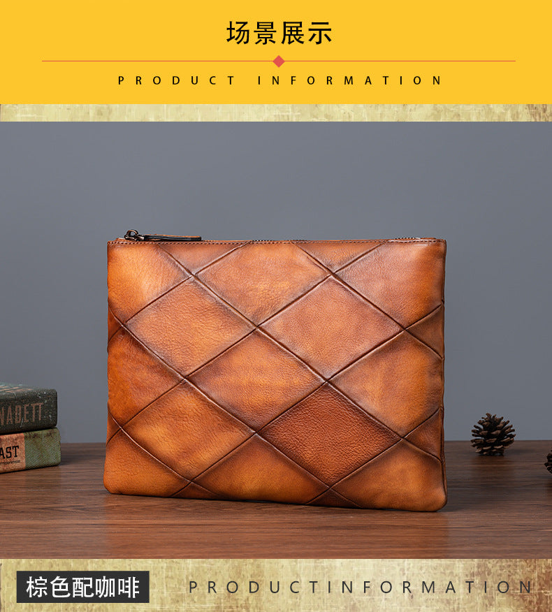 Men's Clutch Bag Cowhide Genuine Leather Casual Retro Male Handbag