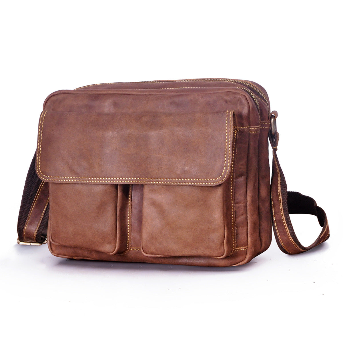 Men's Briefcase Genuine Cowhide Leather Retro Crossbody Bag Men's Shoulder Bag Computer Bag