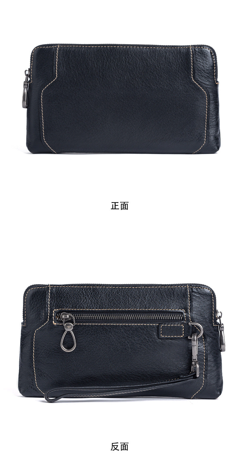 Men's Clutch Bag Genuine Cowhide Leather Retro Casual Men's Bag